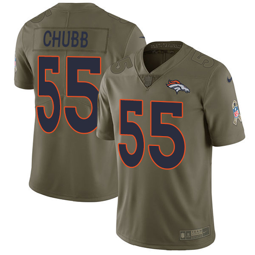 Nike Broncos #55 Bradley Chubb Olive Youth Stitched NFL Limited Salute to Service Jersey